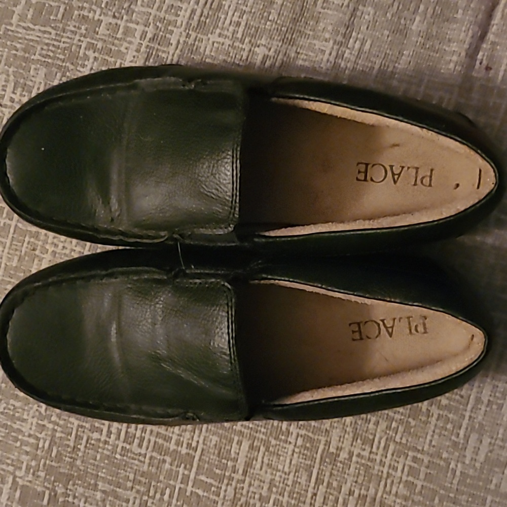 children's place black leather boys dress shoes size 3